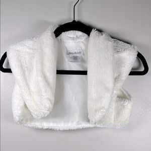Jona Michelle Girl White Faux Fur Jacket Size 12